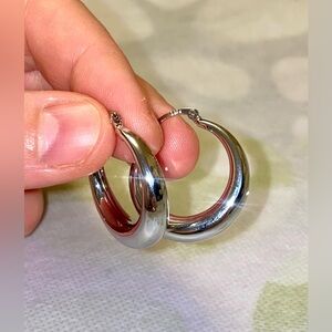 925 Sterling Silver Hoop Earrings Large Size